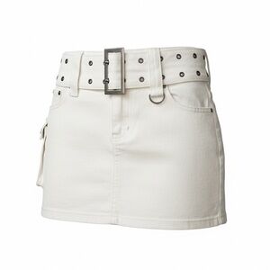 White Belted Mini Skirt